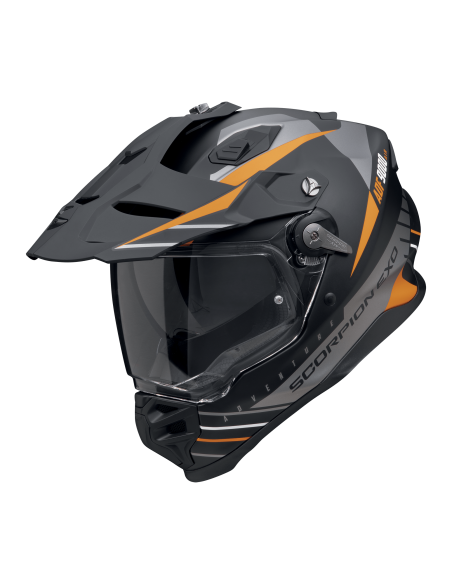 SCORPION ADF-9000 AIR FEAT MATT BLACK/SILVER/ORANGE ADVENTURE MOTO ŠALMAS