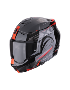 SCORPION EXO-TECH EVO TRAVELLER BLACK/RED FLIP-UP MOTORCYCLE HELMET