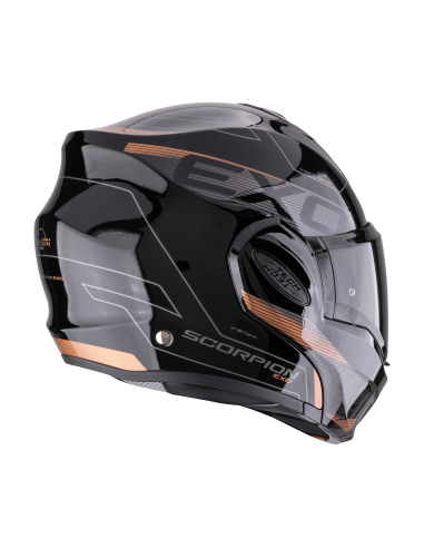 SCORPION EXO-TECH EVO TRAVELLER BLACK/COPPER FLIP-UP MOTO ŠALMAS