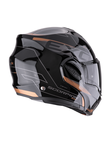 SCORPION EXO-TECH EVO TRAVELLER BLACK/COPPER FLIP-UP MOTO ŠALMAS