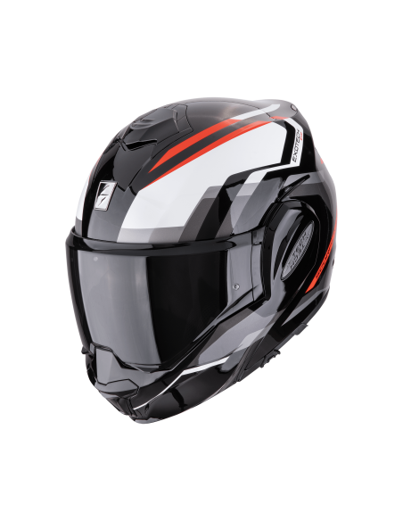 SCORPION EXO-TECH EVO FURIO BLACK/RED FLIP-UP MOTO ŠALMAS