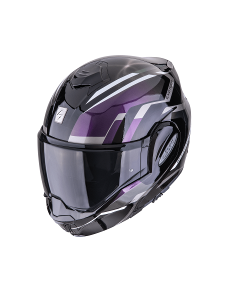 SCORPION EXO-TECH EVO FURIO BLACK/CHAMELEON FLIP-UP MOTO HELMET