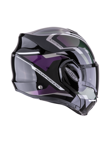 SCORPION EXO-TECH EVO FURIO BLACK/CHAMELEON FLIP-UP MOTO HELMET