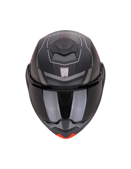 SCORPION EXO-TECH EVO CONQUER MATT BLACK/RED FLIP-UP MOTO ŠALMAS