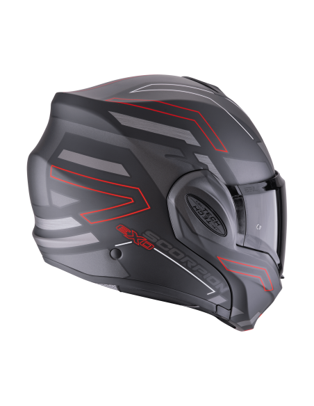 SCORPION EXO-TECH EVO CONQUER MATT BLACK/RED FLIP-UP MOTO ŠALMAS
