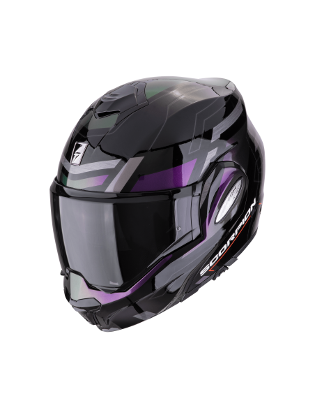 SCORPION EXO-TECH EVO CONQUER BLACK/CHAMELEON FLIP-UP MOTO HELMET