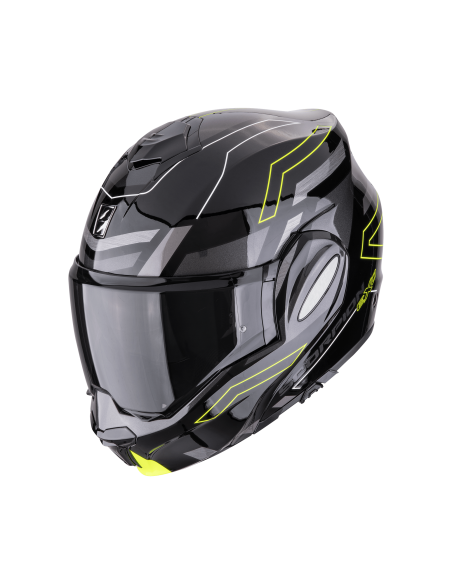 SCORPION EXO-TECH EVO CONQUER BLACK/NEON YELLOW FLIP-UP MOTO HELMET
