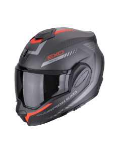 SCORPION EXO-TECH EVO CARBON COSY MATT BLACK/RED FLIP-UP MOTO ŠALMAS