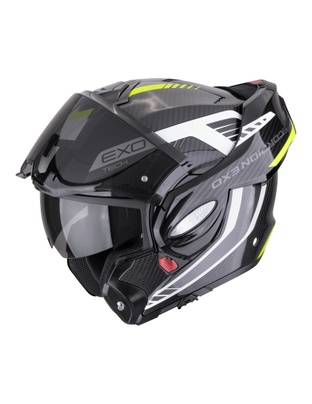SCORPION EXO-TECH EVO CARBON COSY BLACK/NEON YELLOW FLIP-UP MOTO HELMET