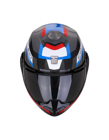 SCORPION EXO-TECH EVO CARBON COSY BLACK/BLUE/RED FLIP-UP MOTO HELMET