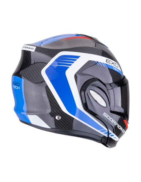 SCORPION EXO-TECH EVO CARBON COSY BLACK/BLUE/RED FLIP-UP MOTO HELMET