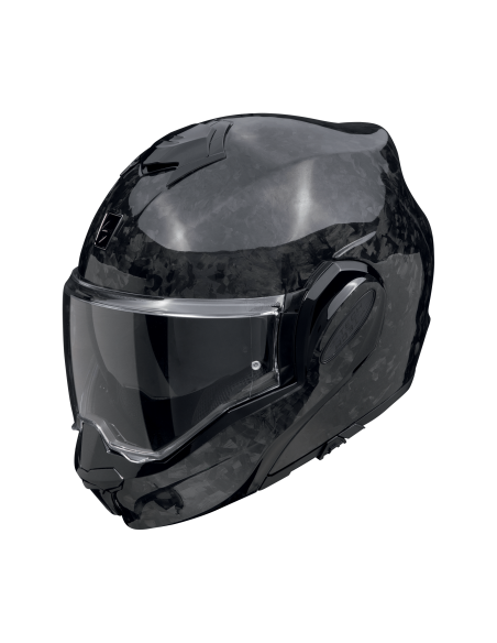 SCORPION EXO-TECH EVO CARBON ONYX BLACK FLIP-UP MOTO ŠALMAS