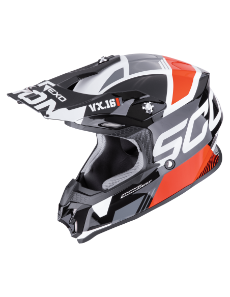 SCORPION VX-16 EVO AIR ANALOG BLACK/RED KROSINIS MOTO ŠALMAS