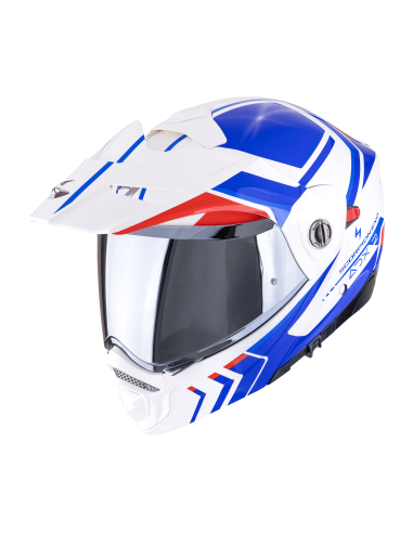SCORPION ADX-2 LEWIS WHITE/BLUE/RED ADVENTURE MOTO ŠALMAS