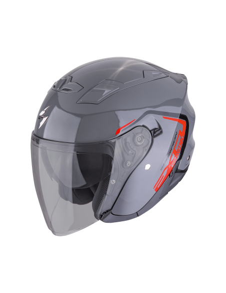 SCORPION EXO-230 CIT-E GREY/RED ATVIRAS MOTO ŠALMAS