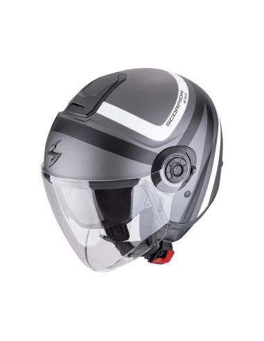SCORPION EXO-CITY II RIVA MATT SILVER/BLACK/WHITE ATVIRAS MOTO ŠALMAS