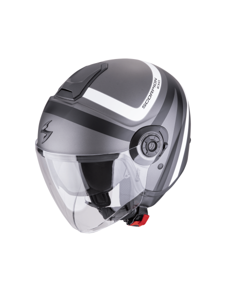 SCORPION EXO-CITY II RIVA MATT SILVER/BLACK/WHITE ATVIRAS MOTO ŠALMAS
