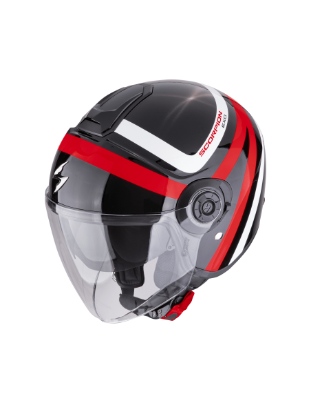 SCORPION EXO-CITY II RIVA BLACK/RED ATVIRAS MOTO ŠALMAS