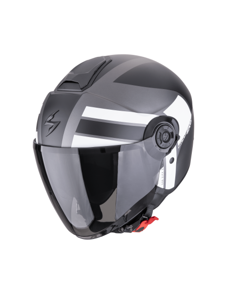 SCORPION EXO-CITY II BLUR MATT SILVER/BLACK/WHITE ATVIRAS MOTO ŠALMAS