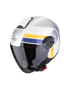 SCORPION EXO-CITY II BLUR WHITE/SILVER/YELLOW ATVIRAS MOTO ŠALMAS