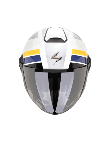 SCORPION EXO-CITY II BLUR WHITE/SILVER/YELLOW ATVIRAS MOTO ŠALMAS