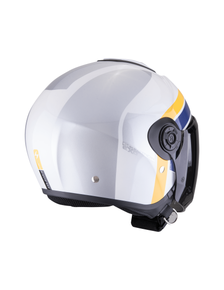 SCORPION EXO-CITY II BLUR WHITE/SILVER/YELLOW ATVIRAS MOTO ŠALMAS