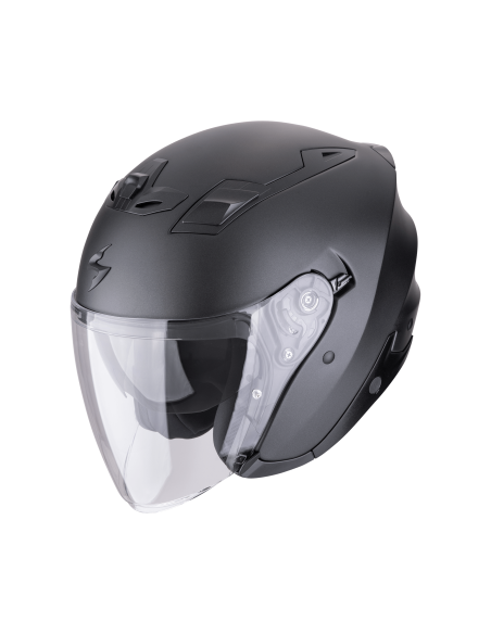 SCORPION EXO-Z1 SOLID MATT PEARL BLACK ATVIRAS MOTO ŠALMAS