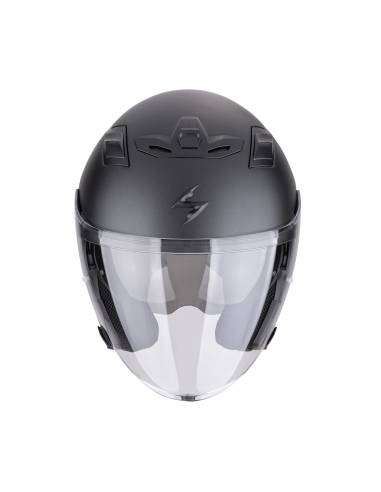 SCORPION EXO-Z1 SOLID MATT PEARL BLACK ATVIRAS MOTO ŠALMAS