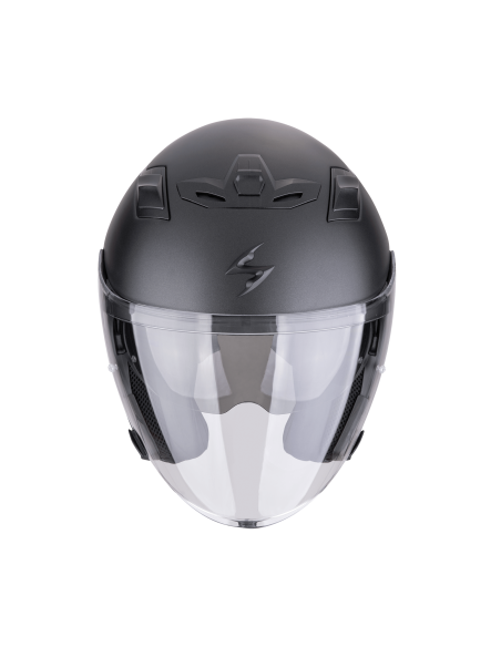 SCORPION EXO-Z1 SOLID MATT PEARL BLACK ATVIRAS MOTO ŠALMAS