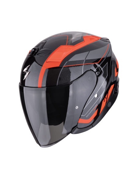 SCORPION EXO-Z1 VUE BLACK/RED ATVIRAS MOTO ŠALMAS