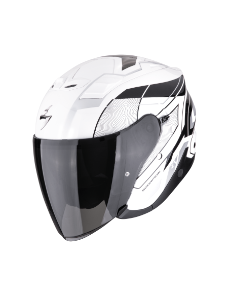 SCORPION EXO-Z1 VUE WHITE/BLACK/SILVER ATVIRAS MOTO ŠALMAS