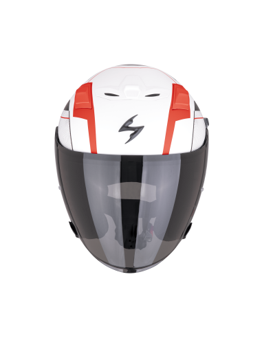 SCORPION EXO-Z1 VUE MATT WHITE/RED/BLACK ATVIRAS MOTO ŠALMAS