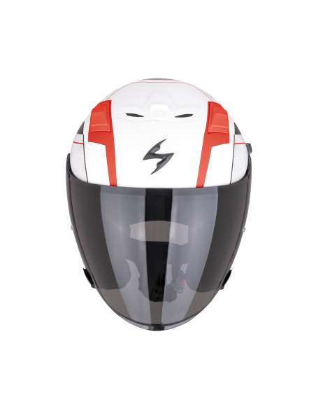 SCORPION EXO-Z1 VUE MATT WHITE/RED/BLACK ATVIRAS MOTO ŠALMAS