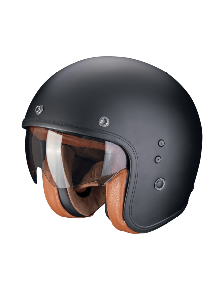 SCORPION BELFAST EVO LUXE BLACK ATVIRAS MOTO ŠALMAS