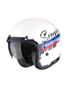 SCORPION BELFAST EVO ADONIS WHITE/RED/BLUE ATVIRAS MOTO ŠALMAS