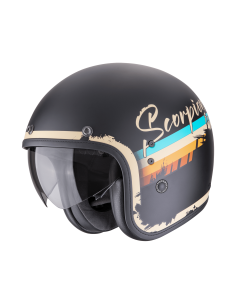 SCORPION BELFAST EVO ADONIS MATT BLACK/BEIGE OPEN MOTORCYCLE HELMET