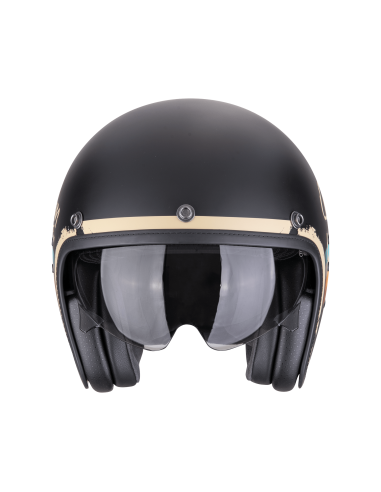 SCORPION BELFAST EVO ADONIS MATT BLACK/BEIGE ATVIRAS MOTO ŠALMAS