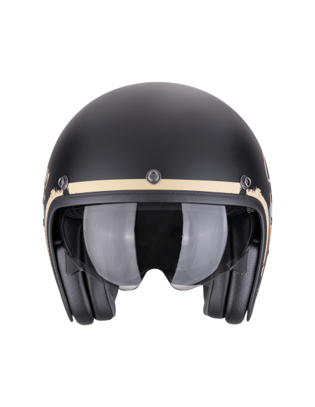SCORPION BELFAST EVO ADONIS MATT BLACK/BEIGE ATVIRAS MOTO ŠALMAS