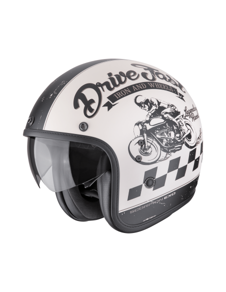 SCORPION BELFAST EVO DRIVE FAST SILVER/BLACK/GOLD ATVIRAS MOTO ŠALMAS