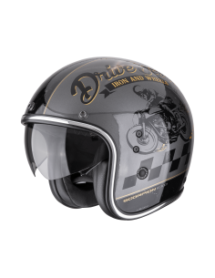 SCORPION BELFAST EVO DRIVE FAST MATT CREAM/BLACK OPEN MOTORCYCLE HELMET