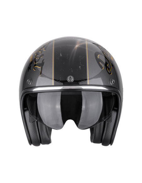 SCORPION BELFAST EVO DRIVE FAST MATT CREAM/BLACK ATVIRAS MOTO ŠALMAS
