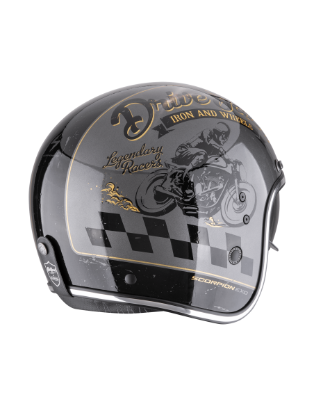 SCORPION BELFAST EVO DRIVE FAST MATT CREAM/BLACK ATVIRAS MOTO ŠALMAS