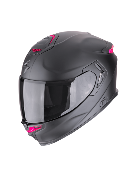SCORPION EXO-GT SP AIR SOLID MATT BLACK/PINK SPORTINIS/UŽDARAS MOTO ŠALMAS