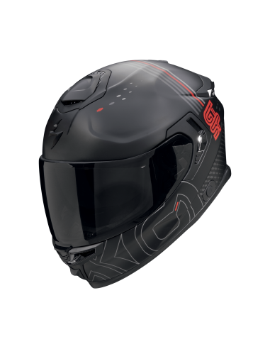 SCORPION EXO-GT SP AIR TECHLANE MATT BLACK/GREY/RED SPORTINIS/UŽDARAS MOTO ŠALMAS