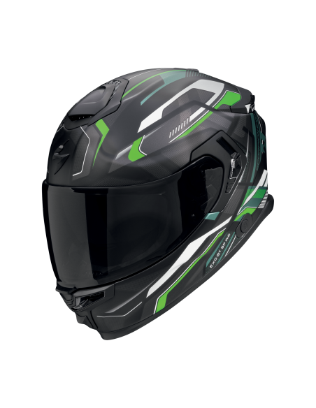 SCORPION EXO-GT SP AIR AUGUSTA MATT BLACK/GREY/GREEN SPORTINIS/UŽDARAS MOTO ŠALMAS