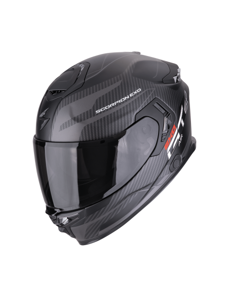 SCORPION EXO-GT SP AIR FLEX MATT BLACK/SILVER SPORTINIS/UŽDARAS MOTO ŠALMAS