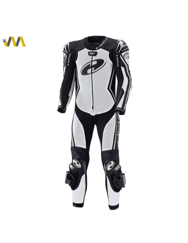 HELD FULL-SPEED WHITE/BLACK VIENOS DALIES ODINIS MOTO KOMBINEZONAS