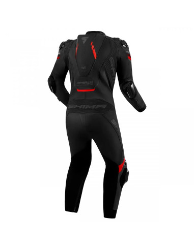 SHIMA HYPER RS BLACK/RED ONE-PIECE LEATHER MOTO SUIT