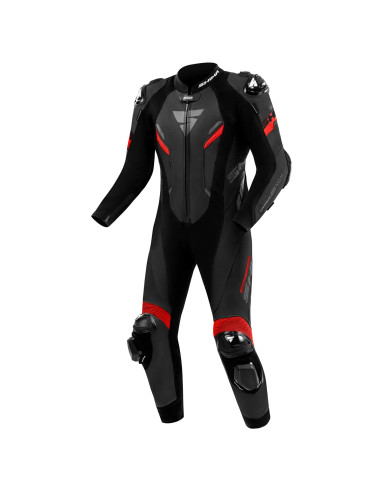 SHIMA HYPER RS BLACK/RED ONE-PIECE LEATHER MOTO SUIT