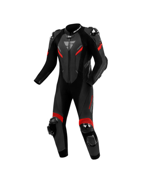 SHIMA HYPER RS BLACK/RED ONE-PIECE LEATHER MOTO SUIT